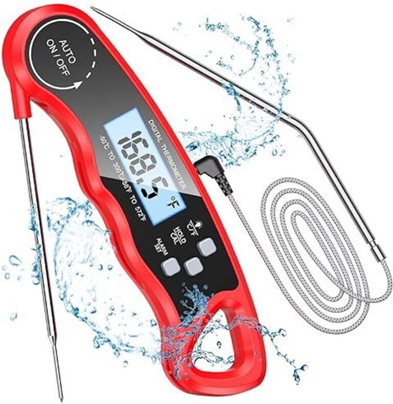 Linghhang - Küchenthermometer, sofort ablesbares Kochthermometer mit 102 cm faltbarer Sonde, Hintergrundbeleuchtung und ...