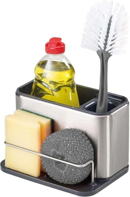 Thumbnail - YMYNY Spülbecken-Caddy/Organizer, Schwammhalter, Toilettenbürsten- und Spülmittelhalter, Wasserablauf – fingerabdruckres...