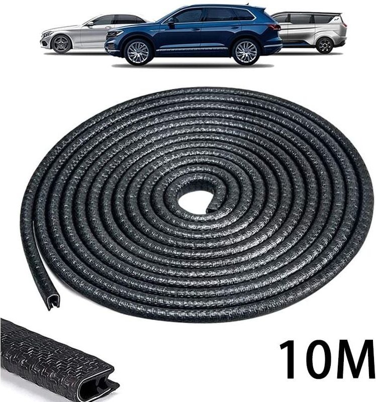 10 m schwarzes Türkantenschutzband aus Gummi, kein Klebstoff, U-Form, verschleißfest, für die meisten Autotürkanten.