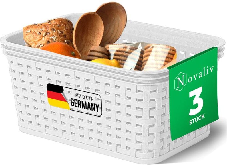 3x Novaliv Aufbewahrungsbox 3x Aufbewahrungskorb Rattan