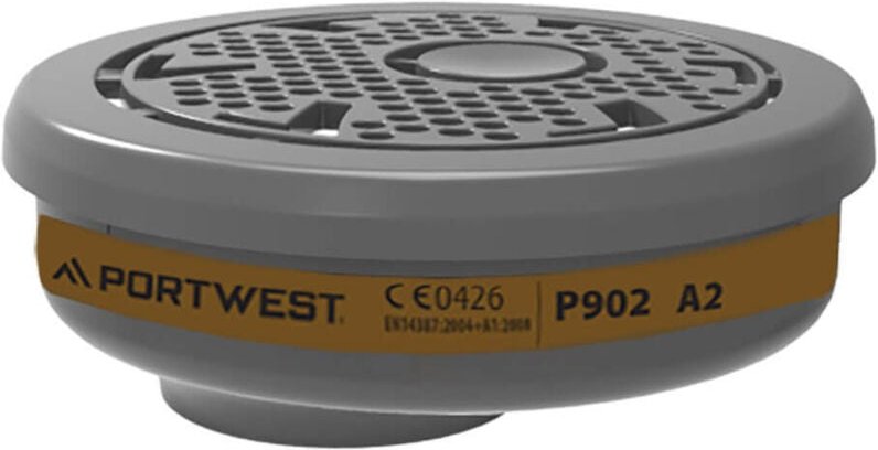 Set aus 6 Gasfiltern A2 mit Bajonettanschluss, Schwarz