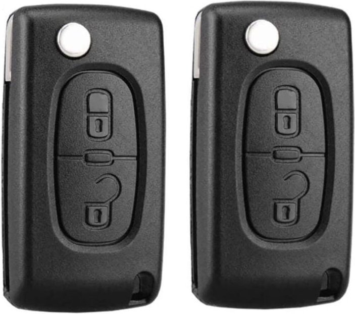Thumbnail - 2er Set 2-Tasten Schlüsselgehäuse kompatibel zum Klappschlüssel CE0536, passend für die Modelle Peugeot 207, 307, 308, 4...
