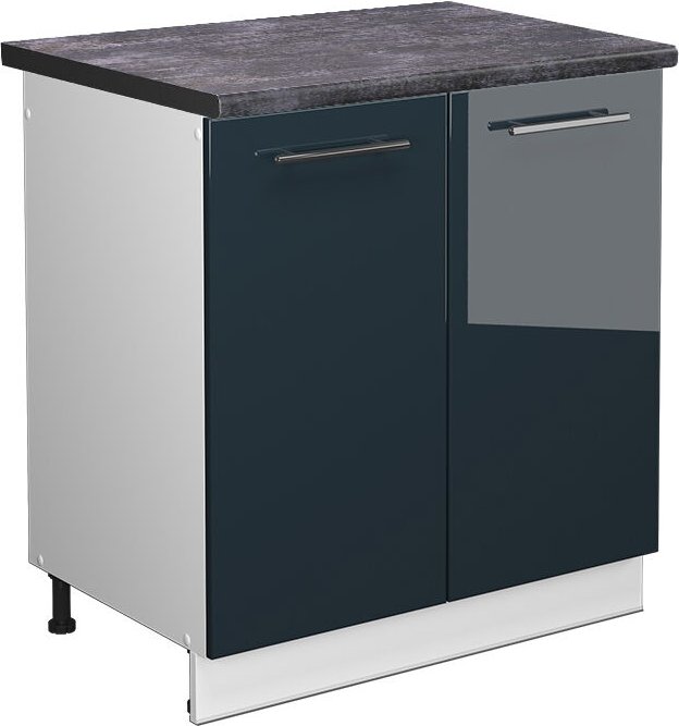 Thumbnail - Vicco - Küchenschränke Fame-Line, Dunkelblau Hochglanz, 80 cm , ap Anthrazit