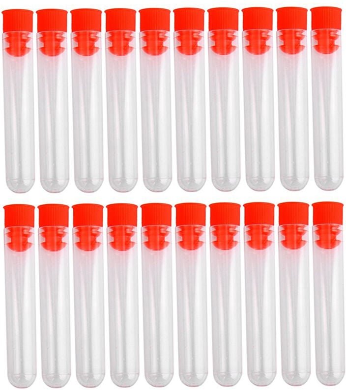 20 Stk. Nicht Absolvierte Kunststoff Reagenzglaeser Labortest Werkzeug Mit Schraubverschluss Transparent, 1260mm