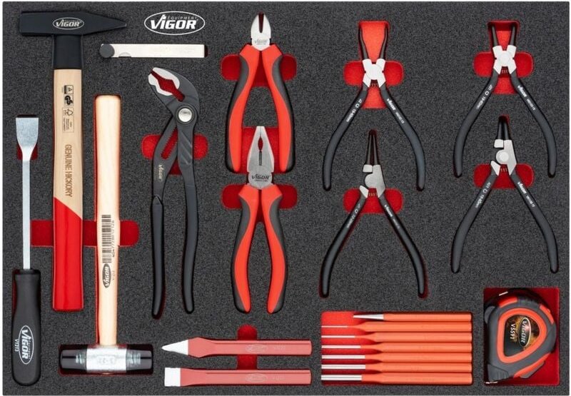 Zangen, Hammer, Meißel Satz, Art.Nr. V5637N - Vigor