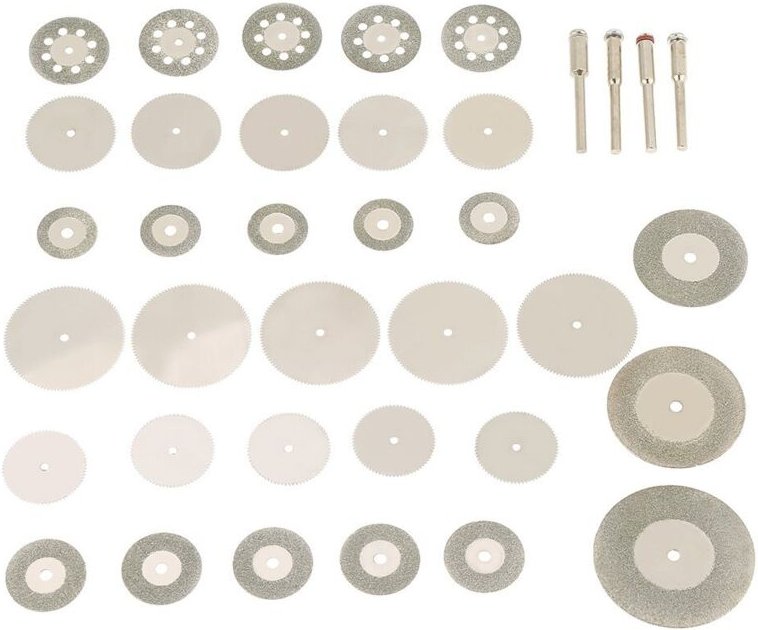 37-teiliges Diamant-Sägeblatt-Set aus Edelstahl mit Trennscheibe und Dornen, passend für viele rotierende Elektrowerkzeu...