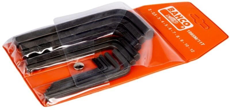 Bahco Sechskant-Winkelschraubendreher-Satz, metrisch, phosphatiert 2-12 mm - 11-tlg.