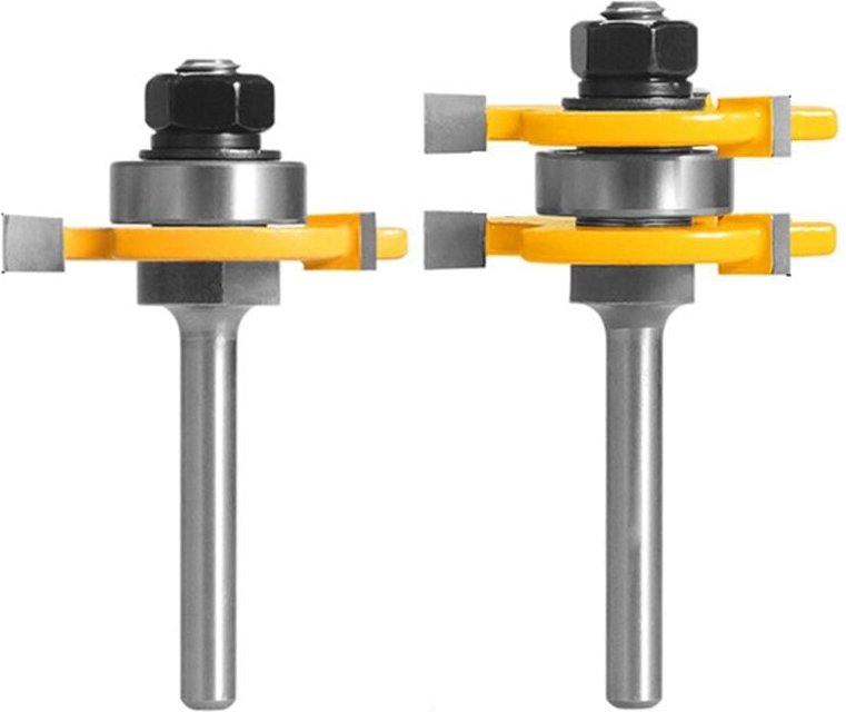 Thumbnail - 2-teiliges Router-Bit-Set mit 6 mm Schaftverbindung, Nut- und T-Nut-Fräser für Holzbearbeitungs-Schneidwerkzeuge