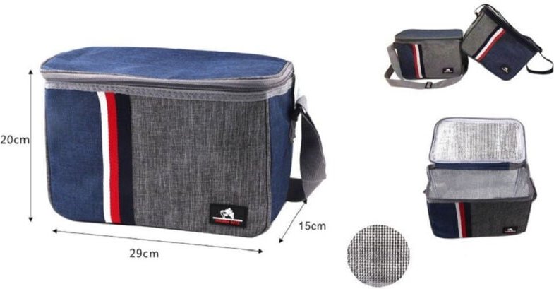 Trade Shop - THERMOTASCHE ZWEIFARBIG 29X15X20CM 12LT TASCHE LUNCHTASCHE STRAND MEER 12819 -