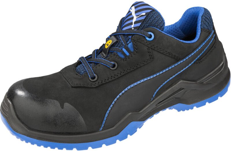 Puma - Sicherheitsschuh Argon Blue Low Gr.48 schwarz/blau Leder S3 esd src EN20345 1 pa