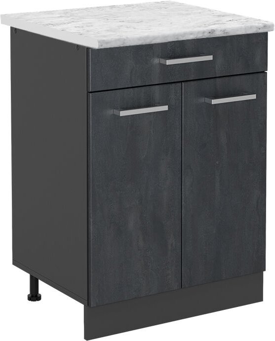Vicco - Küchenunterschrank R-Line, Schwarz Beton, 80 cm ap Marmor