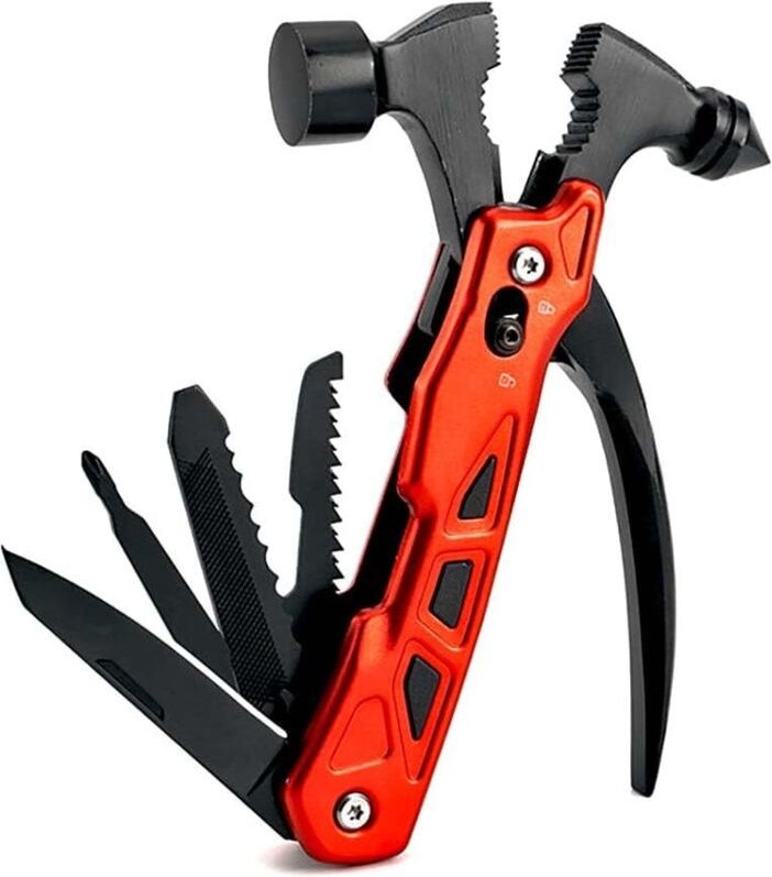 12-1 Survivalhammer – Multifunktions-Campingzubehör mit Demontagewerkzeug und Scheide – Tragbares Outdoormesser – Hammer...