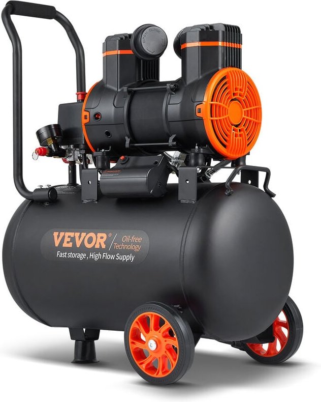 Thumbnail - VEVOR Silent Druckluftkompressor 2800U/min Flüsterkompressor 70dB Ölfreier Kompressor mit 2 Rädern 35L Druckbehälter 6-8...