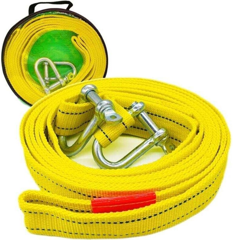 Hochleistungs-Abschleppgurt mit zwei Sicherheits-D-Haken für Seilwinde, 5 Tonnen Tragkraft, 5 m Länge