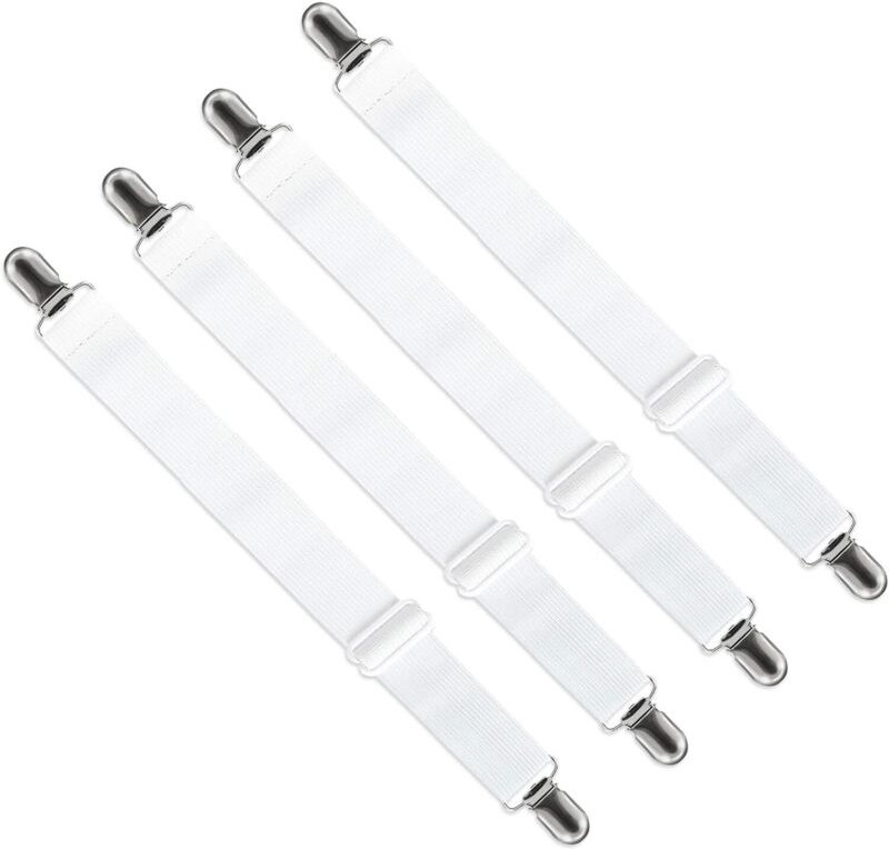 Stück verstellbare Spannbettlaken-Clips, 70 cm bis 230 cm, für Bettlaken, Sofa, Bügelbrettbezug, weiß - Lntyq