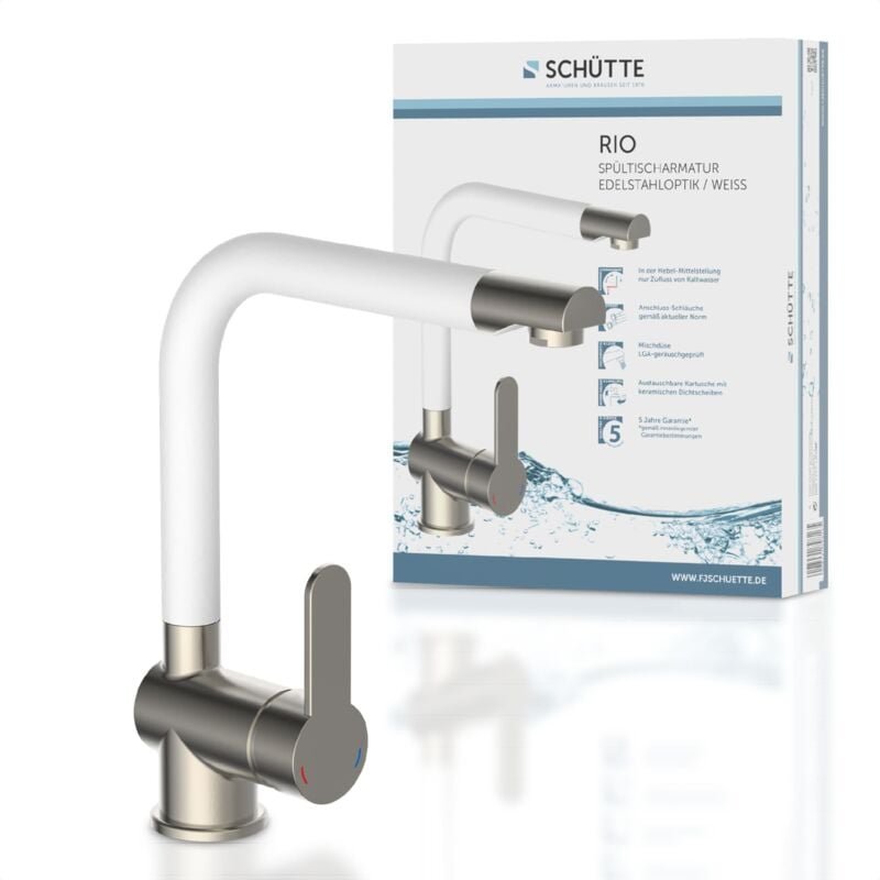 RIO Spültischarmatur, Edelstahloptik/Weiß