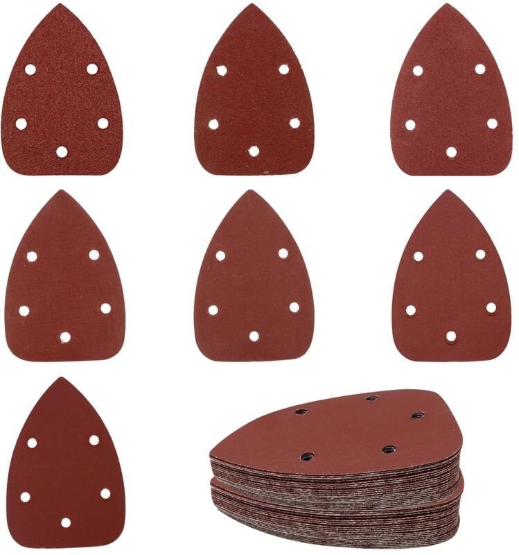 70 Stück Dreieckiges Schleifpapier, 5 Löcher Schleifdreiecke, Schleifpapier für Schleifmaschine mit Körnung 40/60/80/120...
