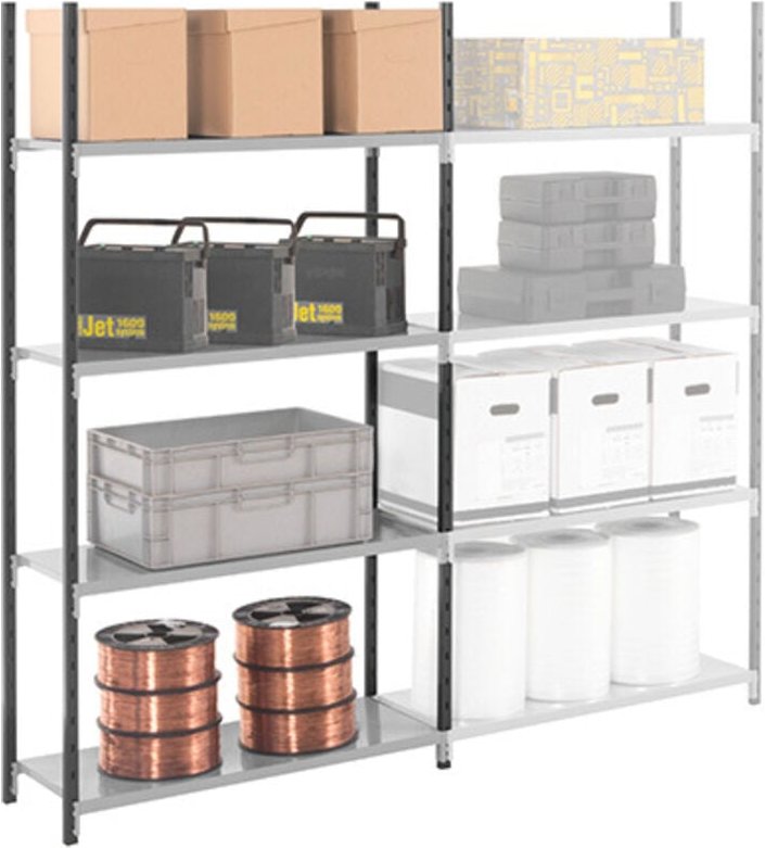 Regale 4 Ebenen - Startmodul - 1750x1000x366mm - Max. Belastung pro Ebene 120kg/Ebene - RAYOTOL/4N/1036/D