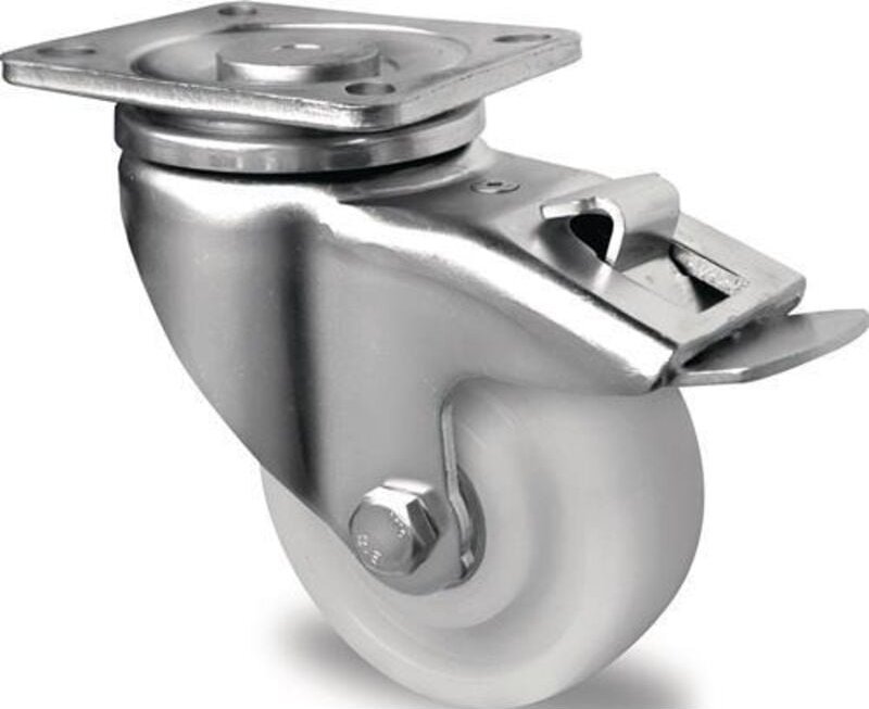 Schwerlast-Lenkrolle Rad-Ø 125 mm Tragfähigkeit 700 kg mit Totalfeststeller Polyamid 100x85mm weiß