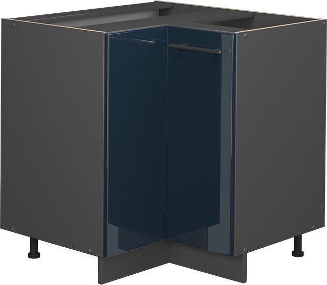 Thumbnail - Eckunterschrank Fame-Line, Dunkelblau Hochglanz, 80.5 cm ohne Arbeitsplatte Vicco