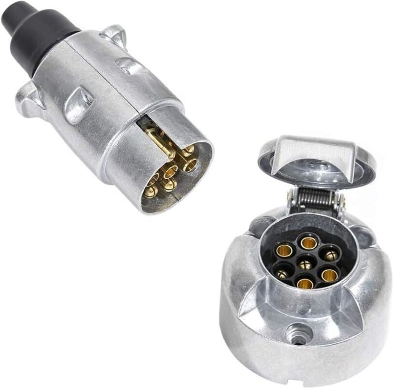 7-poliger Anhängerstecker und 7-polige Anhängersteckerbuchse, 12 v wasserdichter 7-poliger Anhängerstecker aus Metall fü...