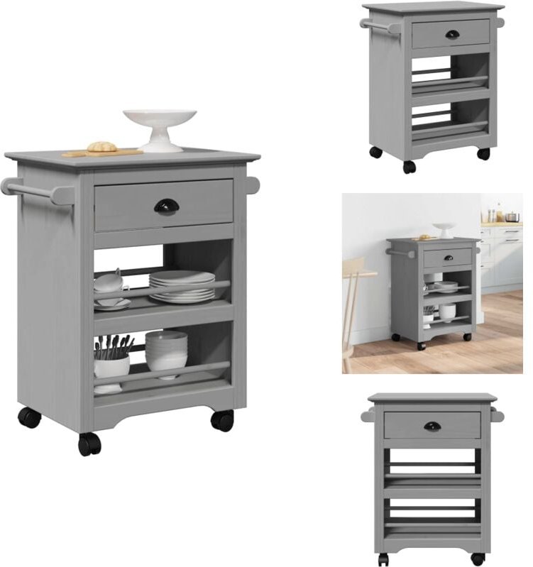 Küchenwagen bodo Grau 67,5x45x80 cm - Küchenwagen - Küchenregal - Beistellwagen - Gemüsewagen