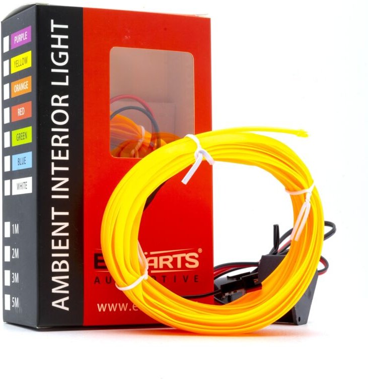 LED Auto Lichtleiter Umgebungslicht 12V Bernstein 5 Meter