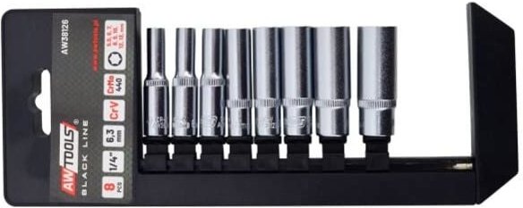 Awtools zestaw nasadek długich długich 1/4" komplet 8cz. / bl