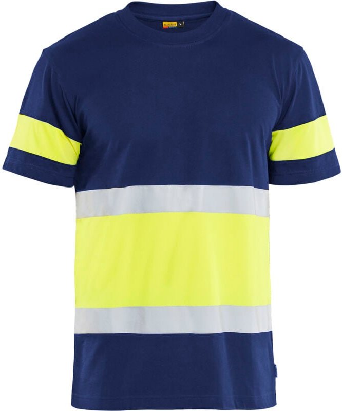 Hochsichtbares Arbeitst-Shirt 3387 - Marine/Gelbfloß L