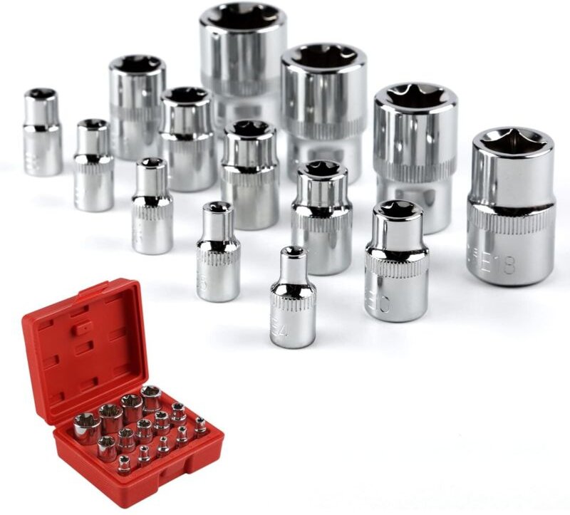 Stern-Bit-Stecknüsse, 14-teilig, Innen-Torx-Stecknüsse, Cr-V-Stahl, 3 Spezifikationen: 1/4", 3/8", 1/2", mit praktischer...