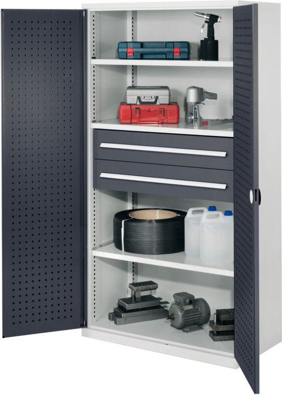 Kappes Schwerlastschränke ohne Mitteltrennwand 1950x1000x600mm Modell 42 Lochplattentüren anthrazitgrau