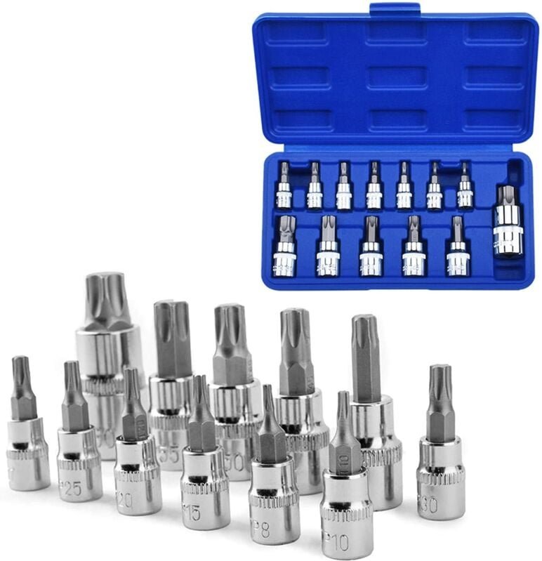 Thumbnail - 13pcs Torx Bit Steckschlüsselsatz, Torx Nuss Set Torx bit S2 Steel, Torx Steckschlüsselsatz T8 / T10 / T15 / T20 / T25 /...