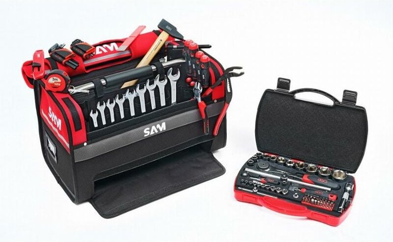 Textiler Werkzeugkasten 39L + 100 Wartungswerkzeuge Sam Outillage CP-100-BAG1N