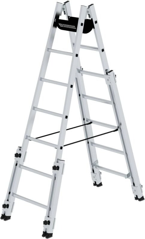 Thumbnail - Günzburger Steigtechnik - Aluminium Stehleiter 2x7 Sprossen treppengängig - 033514