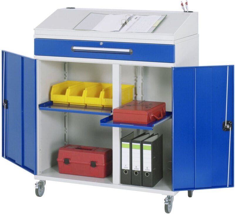 Beistellschrank Stehpult 02T, B1100xT520xH1110/1220mm, mobil - RAU