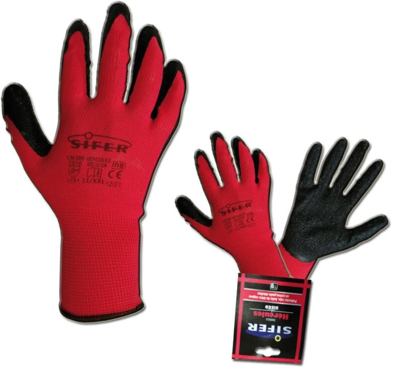 Sifer-Polyamid-Handschuh, beschichtet mit grobem Latex, Sifertex, Größe 7, Hercules-Modell
