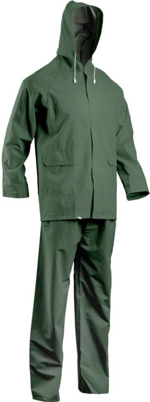 Satz aus 10 - PVC-Arbeitsregenbekleidung SET - Grün 2XL - 54/56