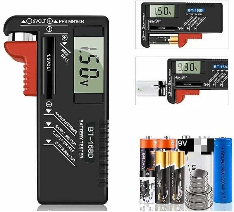 Digitaler Batterietester, Universal Batterietester, Batterietester, für aa, aaa, c, d, PP3, 9V, 1,5V, Knopfzellenbatteri...