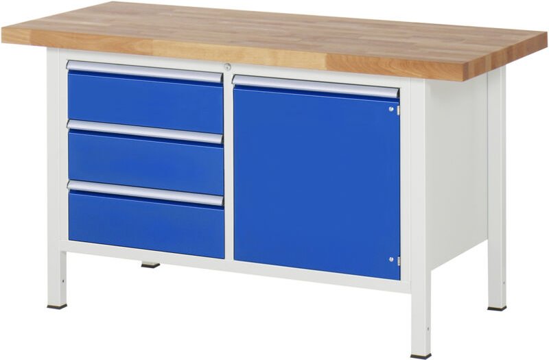 Werkbank höhenverstellbar 8468A2, B1500xT700xH840-1040mm, 3x Schublade-TA, 1x Tür - RAU