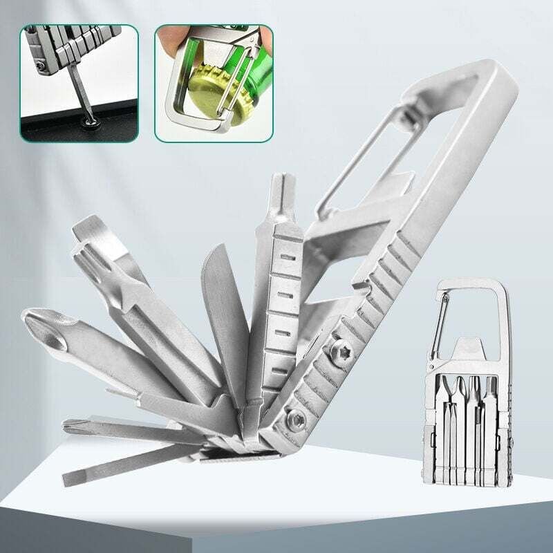 Multitool-Schlüsselanhänger, 12-in-1-Multitool-Schlüsselkombination, Klappschraube, Drehbit, Flaschenöffner, Edelstahl-K...