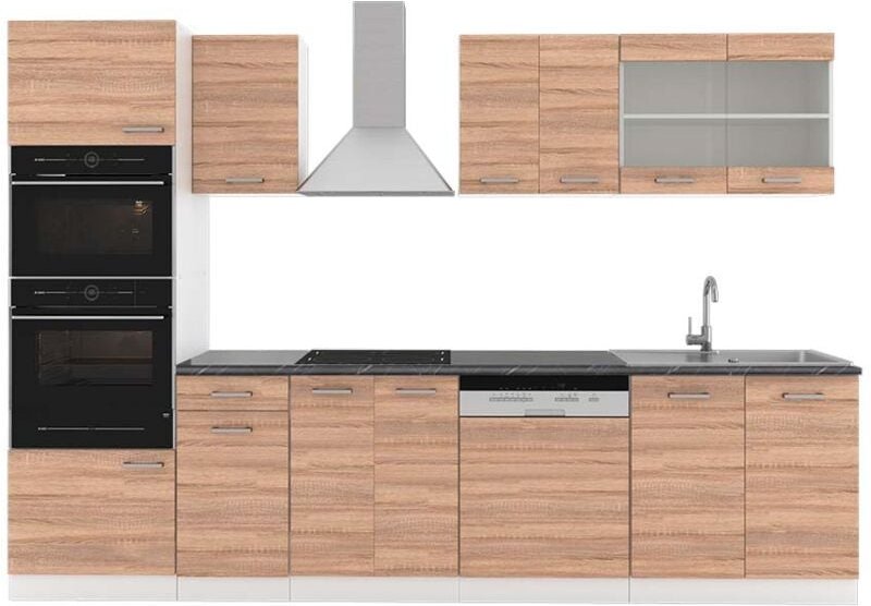 Thumbnail - Vicco - Küchenzeile R-Line, Sonoma/Weiß, 300 cm mit Hochschrank, ap Anthrazit