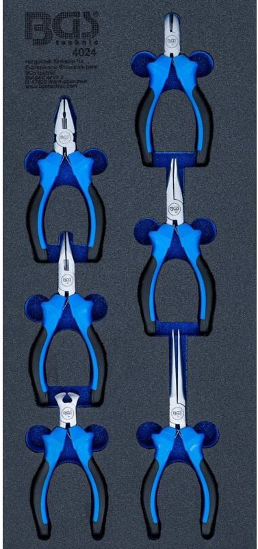 Werkstattwageneinlage 1/3: Präzisions-Minizangen-Satz 6-tlg.