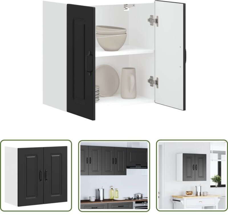 The Living Store - vidaXL Küchen-Hängeschrank Kalmar Schwarz Holzwerkstoff