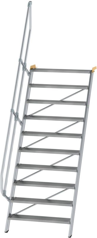 Günzburger Steigtechnik - Treppe 60° Stufenbreite 1.000 mm 10 Stufen Aluminium geriffelt - 600330