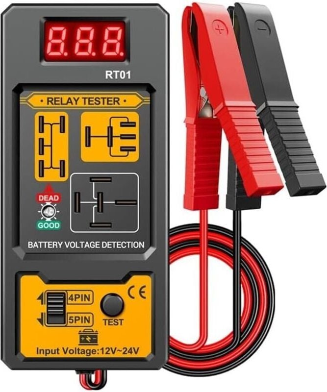 Relaistester mit LCD-Display, 12 V, 24 V, Kfz-Lasttester, digitaler Lichtmaschinentester, Batterieanalysator, Ladestarts...