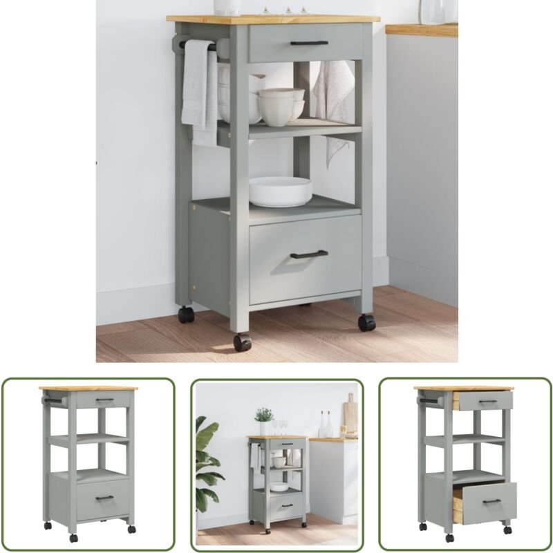 Küchenwagen monza 48x40x90 cm Massivholz Kiefer - Holz Küchenwagen - Küchenschrank - Vintage Stil - Massivholzküche - Kü...