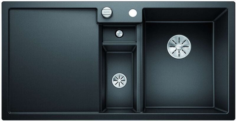 Collectis 6 - Silgranitspüle, 100x51 cm, mit Ablaufsystembedienung und Zubehör, Schwarz 525866 - Blanco