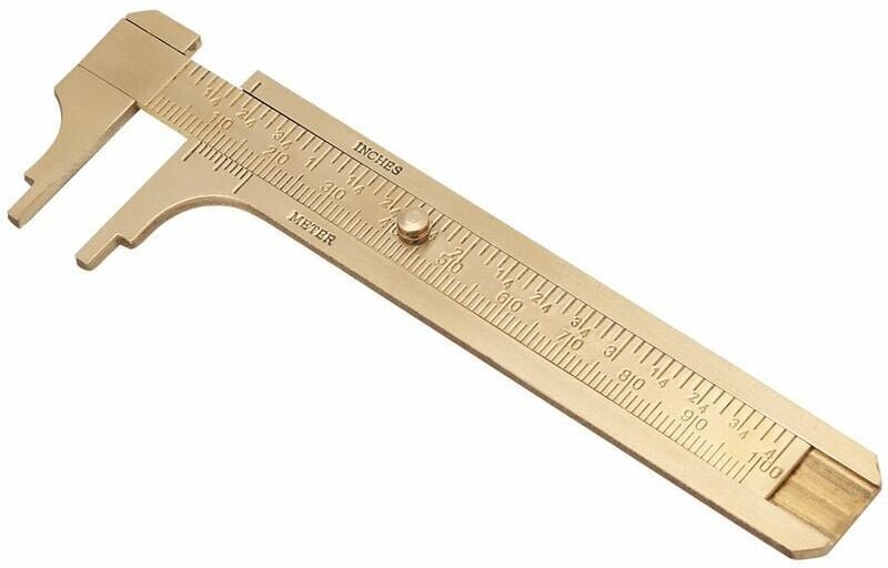 Messschieber aus Messing, Messschieber, Lineal, Messwerkzeug, Mini-Taschenlineal, Doppelskala mm/Zoll (100 mm) mumu