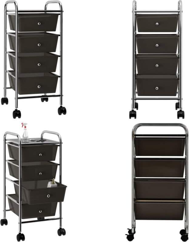 Schubladenwagen mit 4 Schubladen Schwarz Kunststoff - Aufbewahrungswagen - Schubladenwagen - Home & Living
