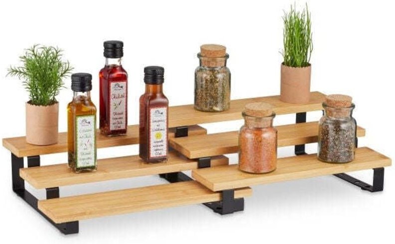 Ausziehbares gewurzregal aus bambus 88